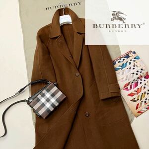 SH10【ロングカシミヤを纏う】価格19万●超美品BURBERRY●華やかなシルエット●カシミヤステンカラーコート バーバリーコート レディース