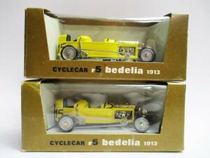 《ジャムルK》 hc0326-114◆送料無料◆ brumm　ブルム　CYCLECAR　サイクルカー　r5 bedelia 1913　1/43　イタリア製　2点セット　箱付