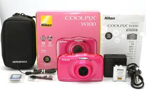 【美品】 Nikon ニコン COOLPIX W100 ピンク カメラケース・SDカード付属