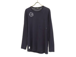 17502 STONE ISLAND ストーンアイランド バックプリント 丸首 ラウンドネック 長袖 Tシャツ ロンT カットソー コットン サイズS 紺 メンズ