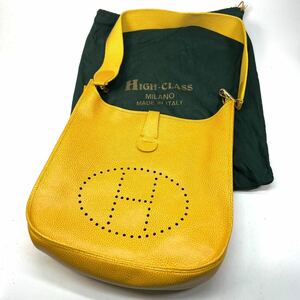 HIGH-CLASS ハイクラス　ワンショルダーバッグ　パンチング　エブリン　レディース　イエロー　黄　レザー　鞄　肩掛け
