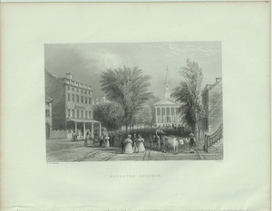 1840年 Bartlett アメリカの風景 鋼版画 ボールストンスパ Ballston Springs ニューヨーク州
