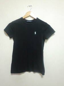 RALPH LAUREN SPORT ラルフローレン 半袖 Tシャツ ポニーロゴ刺繍 レディース トップス ブラック size:S