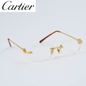 Cartier カルティエ 眼鏡 Ｃデコール リムレス 度入りレンズ ゴールド ケース付き 検/ メガネ ユニセックス H5488