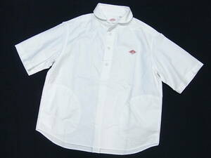 美品 DANTON ダントン 丸襟 半袖 オックスフォード プルオーバーシャツ Dポケット レディース 36 ホワイト コットン100％ 