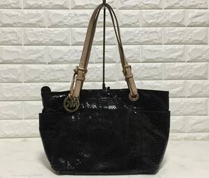 no12203 MICHAEL KORS マイケルコース エナメル クロコダイル レザー 肩掛けショルダー トート バッグ