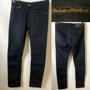 ★【定価23,100円 美品】 NudieJeans ヌーディージーンズ LEAN DEAN リーンディーン DRY EVER BLACK ストレッチ ブラックデニムパンツ W28