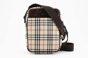 1円 BURBERRY　バーバリー　ノバチェック　ハウスチェック　キャンバス　レザー　ショルダーバッグ　斜めかけ　ポシェット　ロゴ　24-1188