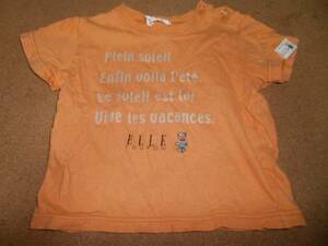 フーセンウサギ ELLE エル 半袖Tシャツ 男女兼用 95 オレンジ クマ刺繍 日本製