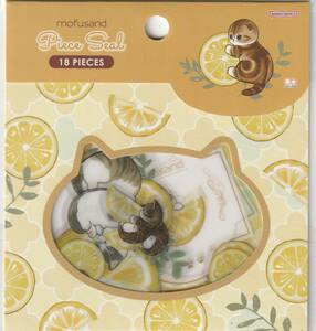 □　猫柄　猫雑貨　猫グッズ　モフサンド　mofusand ぢゅの　クリアピースシール　レモンティー　ねこ　キャット　檸檬