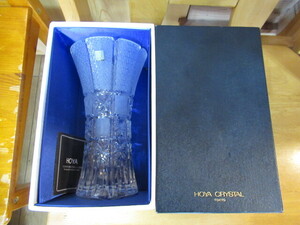 1382 HOYA ホヤ CRYSTAL 花瓶 クリスタルガラス フラワーベース 花瓶 ガラス製 長期保管品 インテリア 置物 専用箱付き