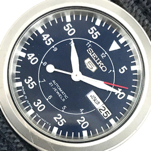 セイコー 5 デイデイト 自動巻 オートマチック 腕時計 21石 稼働品 7S26-03J0 裏スケルトン メンズ ネイビー文字盤