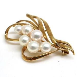 MIKIMOTO(ミキモト)◆K14 アコヤ本真珠ブローチ◆M 約8.5g パール pearl pendantジュエリー jewelry EC3/EC7