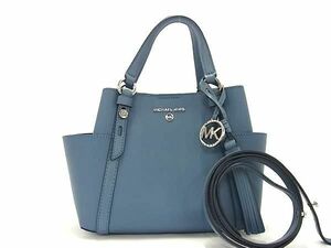 1円 ■極美品■ MICHAEL KORS マイケルコース レザー 2WAY ハンドバッグ ショルダーバッグ レディース ライトブルー系 AW6733