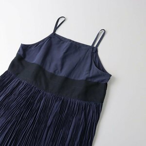 トリココムデギャルソン tricot COMME des GARCONS AD2018 コットン プリーツ切替 キャミワンピース S/ネイビー【2400013622288】