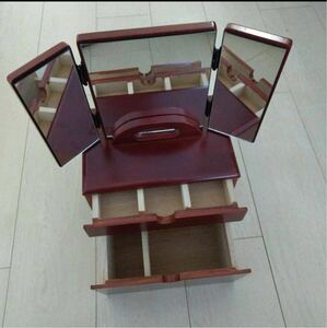 木製 メイクボックス　三面鏡　昭和レトロ 