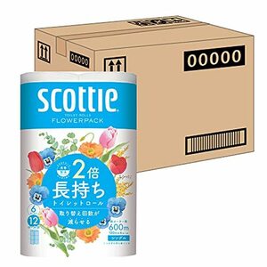 ケース販売 スコッティ フラワーパック 2倍巻き(6ロールで12ロール分) トイレット 100mシングル ホワイト