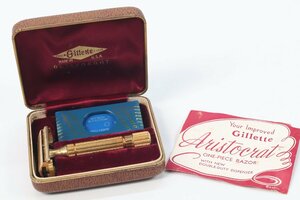 Gillette ジレット ARISTOCRAT アリストクラット 両刃カミソリ 剃刀 ヴィンテージ T字 ケース付 4229-K