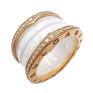 ブルガリ BVLGARI ビーゼロワン リング 4バンド(M) #57 K18PG/ホワイトセラミック ダイヤモンド ジュエリー 中古