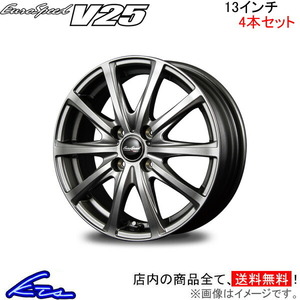 MID ユーロスピード V25 4本セット ホイール AZワゴン/カスタムスタイル【13×4B 4-100 INSET43 グレー】MJ23S EuroSpeed アルミホイール