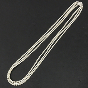 パール 真珠 3連 ネックレス 直径約4ｍｍ 留め具 シルバー レディース アクセサリー ジュエリー 保存箱付