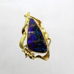 ◎中古美品◎１８金　ボルダーオパール　17.00ｃｔ　ダイヤ　0.07ct　ブローチ兼ペンダント