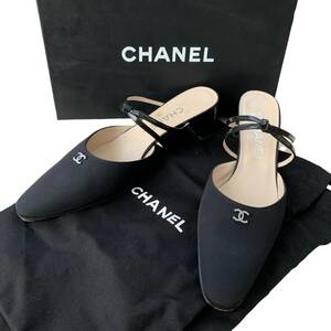 CHANEL シャネル ストラップサンダル サテントップ ブラック 37 1/2C