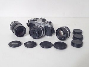 Nikon ニコン 一眼レフカメラ FE + レンズ3本（28mm、50mm、135mm） ★ 6E443-2