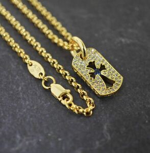 クロムハーツ/DTAGカットアウトタイニー/フルパヴェ/22K/ロールチェーン/インボイス/1円から！CHROME HEARTS