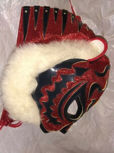 二代目　タイガーマスク　赤ラメ　試合用マスク