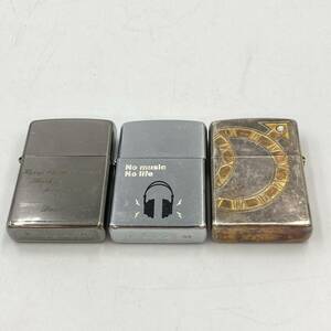 4.24FC-E1474★ZIPPO オイルライター 3点★ジッポー ジッポ lighter シルバーカラー 喫煙具 コレクション DA8/DB7