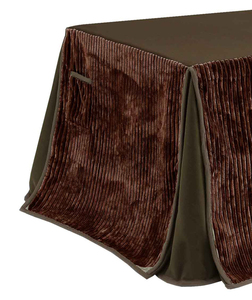 ダイニングこたつ布団 長方形195×90コタツ用 縦縞柄 ダークブラウン色 ストライプ195ハイタイプ高脚用薄掛け布団