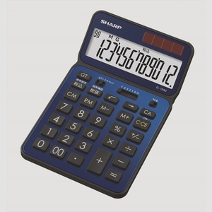 送料無料★シャープ 電卓50周年記念モデル ナイスサイズモデル ブルー系 EL-VN82-AX