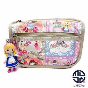 【1円オークション】LESPORTSAC レスポートサック レスポ ディズニー イッツアスモールワールド ポーチ 小物 グレージュ系 女の子