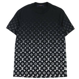 極美品●LOUIS VUITTON ルイヴィトン 2022年製 モノグラムグラディエント クルーネック 半袖Ｔシャツ ブラック ホワイト XS 伊製 正規品