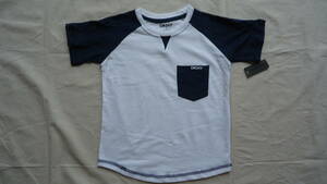 DKNY Jeans 子供用 半袖 ラグランTシャツ 白/紺 5(120) %off ディー・ケー・エヌ・ワイ 半袖 ラグラン Tシャツ レターパックライト