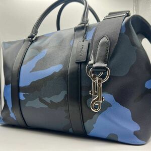 超希少◎ほぼ未使用品◎COACH コーチ ボストンバッグ 2way ショルダーバッグ カモフラ 旅行鞄 大容量 PVC レザー メンズ レディース 黒 青