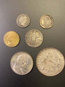 【1円スタート】アメリカ　リバティ　金貨　銀貨　おまとめ　6枚　古銭　旧貨幣　モルガン　身辺整理品