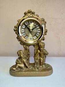 シチズン　置き時計　ジャンク品　7×16×22cm ヨーロピアン　裸の子ども　アンティーク　ブロンズ像
