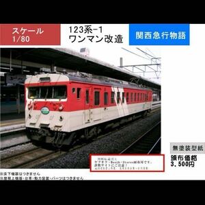 【関西急行物語】クモハ123系-１ ワンマン改造 レーザー加工済みペーパーキット 中央本線辰野支線 ミニエコー 荷物電車改造