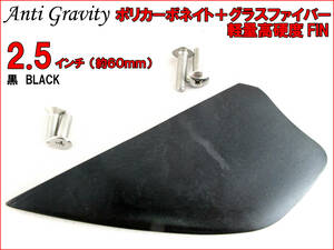 【Anti Gravity】 フィン 黒 ブラック 2.5インチ 1枚 カラフル カイトボード カイトボーディング カイトサーフィン ウエイクボード n2ik