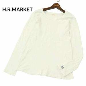 H.R.MARKET ハリウッドランチマーケット H刺繍★ ストレッチ フライス 長袖 カットソー ロンTシャツ Sz.2　メンズ 白 日本製　A4T03111_3#F