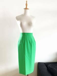 【Christian Dior】クリスチャンディオール　サマーウールスカート　グリーン　緑　Mサイズ