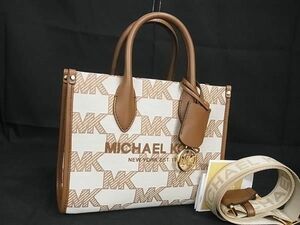 ■新品■未使用■ MICHAEL KORS マイケルコース ミレラ MK柄 キャンバス×レザー 2WAY ハンドバッグ ショルダーバッグ ベージュ系 AU6271