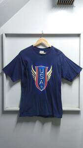 90-00’s NIKE USA プリント Tシャツ ネイビー S 袖 ワンポイント スウッシュ ロゴ 