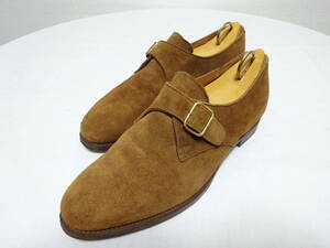 JOHN LOBB PARIS　ジョンロブ　カーフスエードシングルモンクストラップシューズ　レディメイド　レディース　6C　ENGLAND製