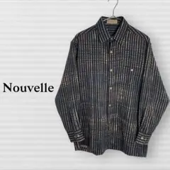 【Nouvelle】レトロ　総柄　長袖シャツ　柄シャツ　日本製　古着