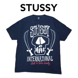 STUSSY　スカルソード　全面ビッグプリント　Tシャツ　古着　ステューシー