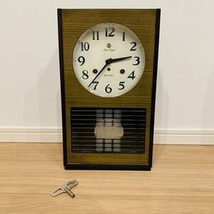 稼働確認済 昭和レトロ 愛知時計 super light 30DAY ゼンマイ式 掛時計 振り子時計 手巻き 現状品 ボンボン時計