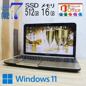 ★美品 最上級4コアi7！新品SSD512GB メモリ16GB★T552 Core i7-3610QM Webカメラ Win11 MS Office2019 Home&Business ノートPC★P70981